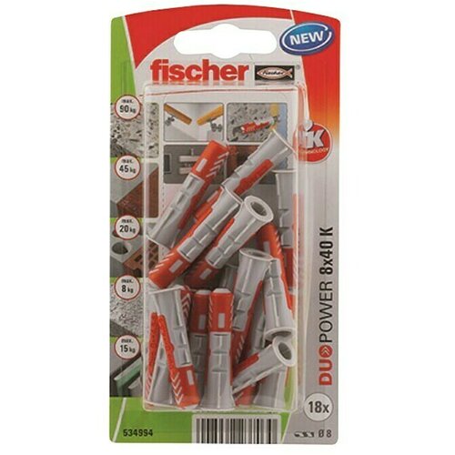Fischer Duopower Set univerzalnih tipli (Promjer tiple: 8 mm, Duljina tiple: 40 mm, 18 Kom., Najlon) Cijene
