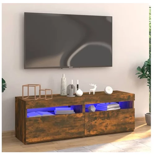  TV omarica z LED lučkami dimljeni hrast 120x35x40 cm
