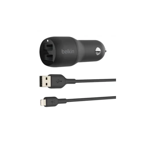 Belkin car charger BOOST_CHARGE dual USB-A 24W + USB-A to Lightning Cable Black