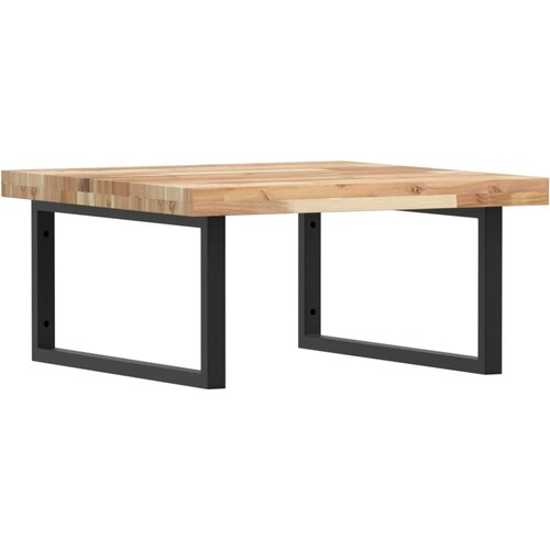  Zidna polica za umivaonik od čelika i masivnog bagremovog drva Smeđa 60 x 60 x 4 cm Slike