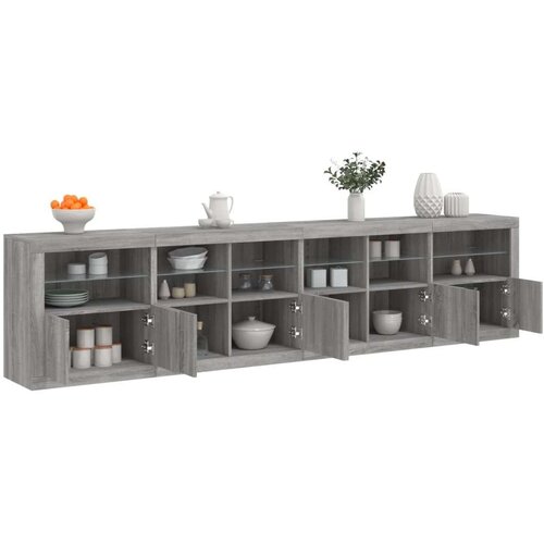  Komoda z LED lučkami siva sonoma 283x37x67 cm Cene