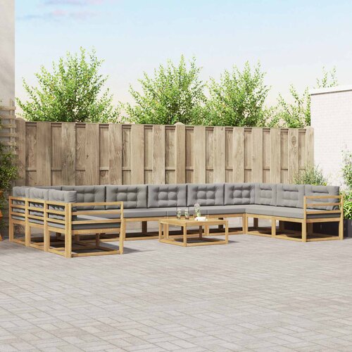 Set vanjskih sofa s jastukom 11 pcs Bijela i svjetlosiva Cene