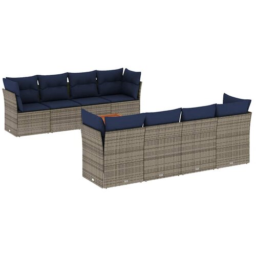  9-dijelni set vrtnih sofa od poliratana s jastucima sivi Siva 62 x 62 x 69 cm Slike