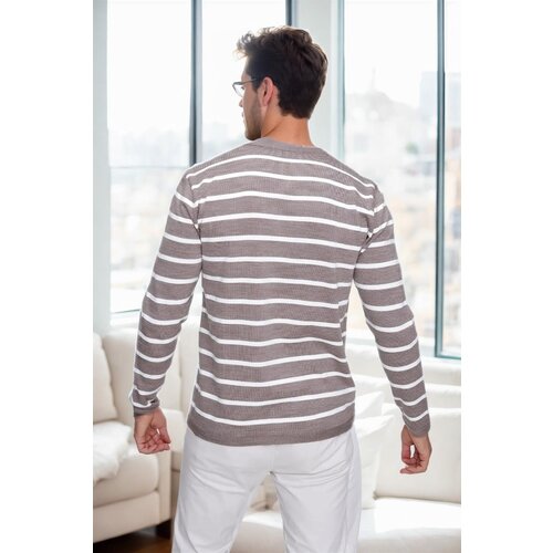 Dewberry 99741 Crew Neck Striped Casual Knitwear Sweater-VISION Cene