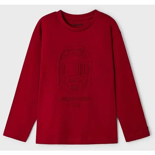 Mayoral Otroška bombažna majica z dolgimi rokavi rdeča barva