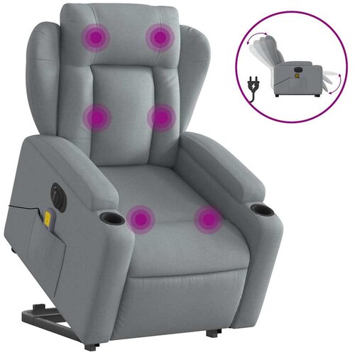 Maison Chic Električni masažni naslanjač - Relax naslanjač s funkcijo vstajanja svetlo siv, (22061550) Cene
