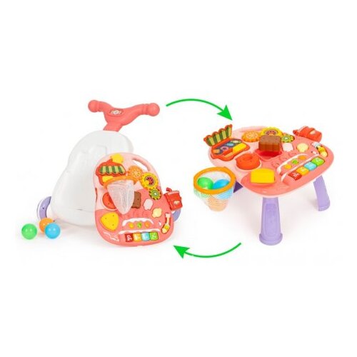 ECO TOYS Edukativna 2u1 guralica + interaktivni stol sa zvukovima, roza Slike