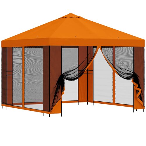 vidaXL Vrtni gazebo s stranskimi stenami 3 x 3 m Oranžna, (5000218904) Cene