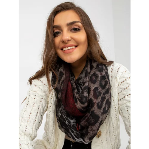 Fashion Hunters Black and red scarf with an animal pattern