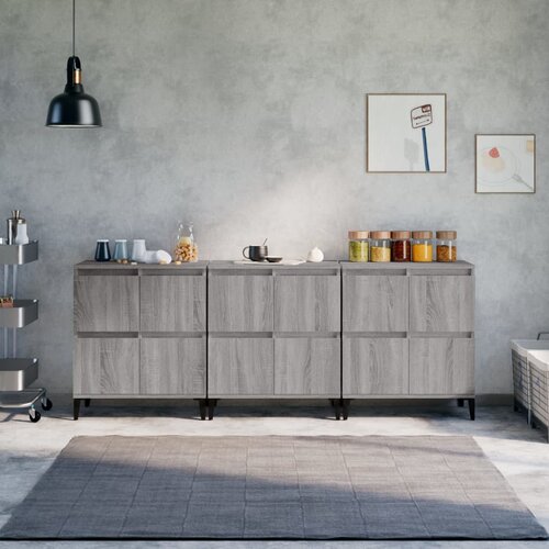 VidaXL Komoda 3 kosa siva sonoma 60x35x70 cm inženirski les Slike