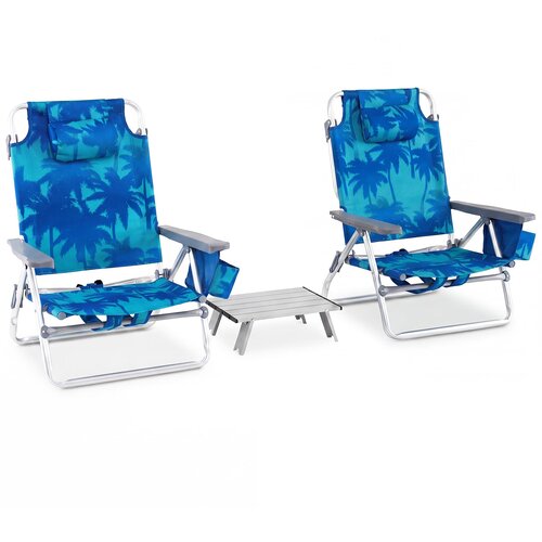Costway Komplet 2 plažnih stolov z mizico, (5000356025) Slike