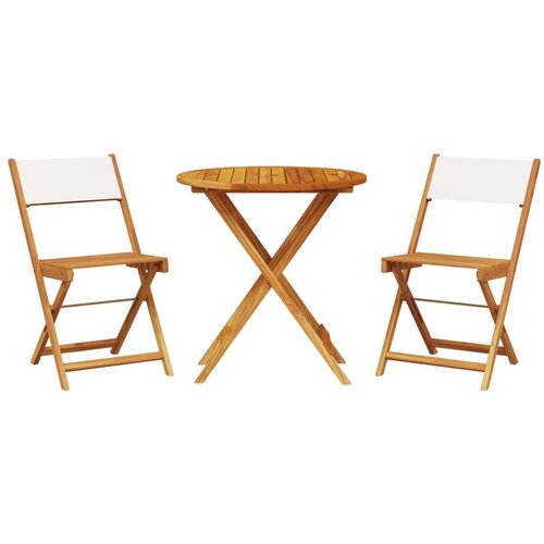VidaXL 3-dijelni bistro set od tkanine i masivnog drva krem bijelim Slike