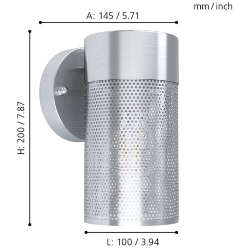 Eglo fantecolo spoljna zidna lampa/1, e27, 40w, ip44, nehrđajući čelik/staklo Slike
