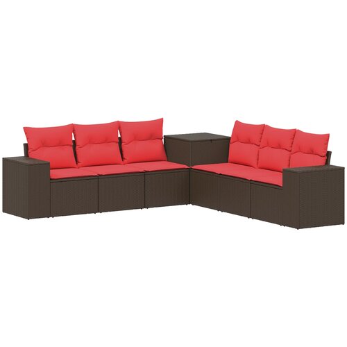  Set sofe 7 kom. Smeđa i crvena 55 x 55 x 69 cm 255 x 255 x 85 cm Slike