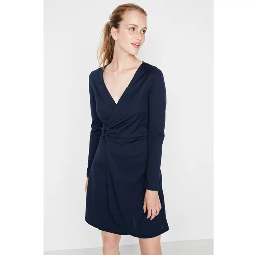 Trendyol Navy Blue Double Breasted Mini Knitted Dress