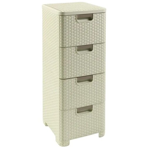 Curver krem plastični visok kupaonski ormarić 33x79 cm rattan – Cene