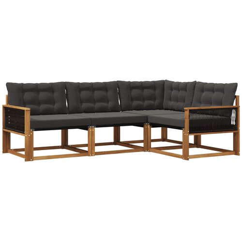 vidaXL Zunanja garnitura za sedenje z blazino 4 pcs Naravna in črna, (5000273179) Cene