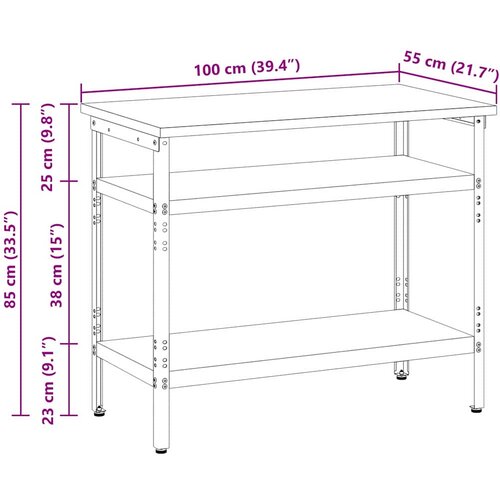  Radni Stol Siva 100 x 55 x 85 cm Čelik s prahom premazan Slike