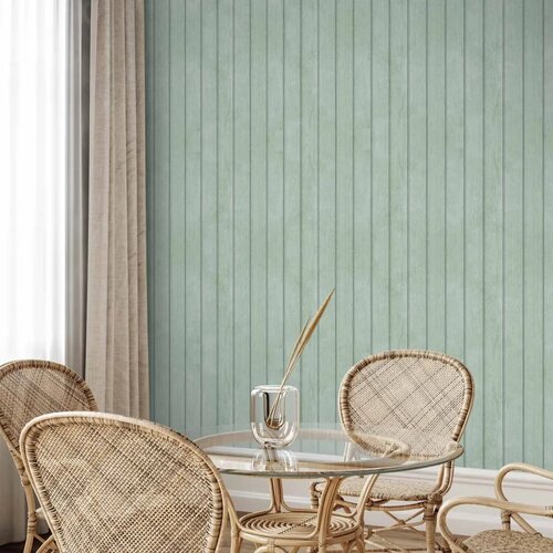  Tapeta - Delicate Wood - Vertical stripes in a pastel green shade. 50x1000 Vodootporna Slike