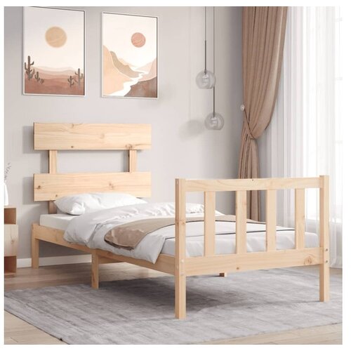 vidaXL Okvir kreveta s uzglavljem 2FT6 mali jednokrevetni masivno drvo Cijene
