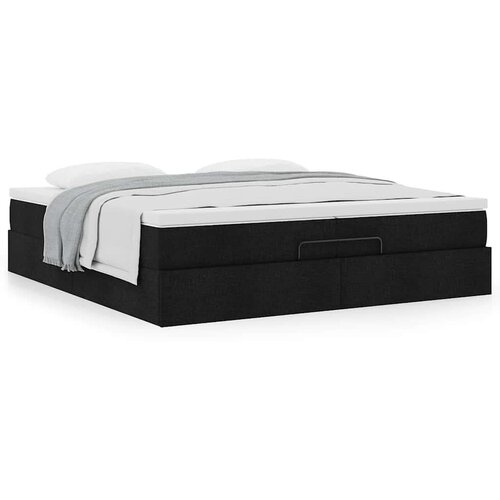 VidaXL Otomanski okvir kreveta s madracima crni 200x200cm od tkanine Slike
