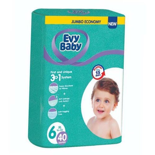 Evy Baby Pelene za bebe Jumbo 6 XL 16+ kg, 40kom, 3 u 1 Cene