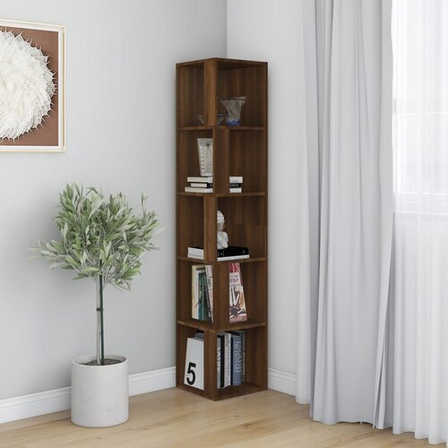 VidaXL Kotna omarica rjav hrast 33x33x164,5 cm inženirski les Slike