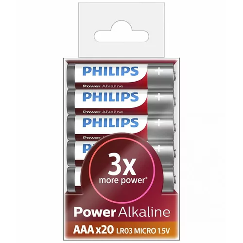 Philips Baterija Power Alkaline AAA-LR03, 20 kosov
