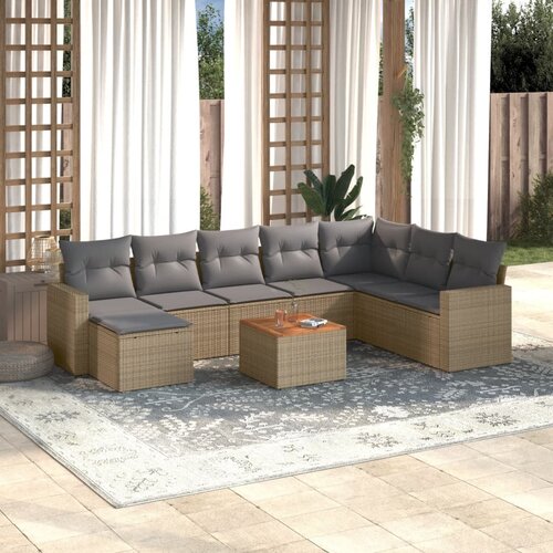 vidaXL 10-dijelni set vrtnih sofa s jastucima bež od poliratana Cijene