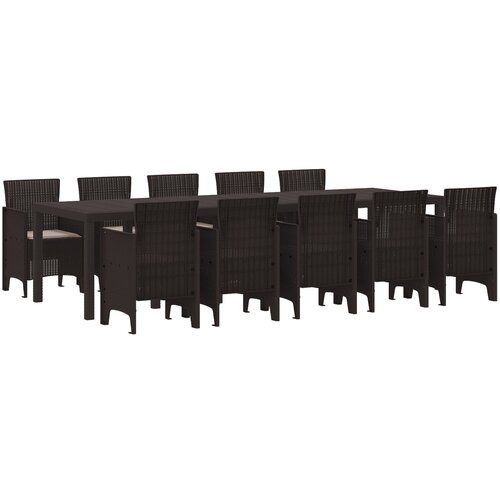 VidaXL 11-delni vrtni jedilni set s blazinami rjava poli ratan, vrtna miza rjava 150x100x73 cm poli ratan, vrtni stoli s blazinami 2 kosa rjava poli ratan, vrtni stoli s blazinami 4 kosa rjava poli ratan Slike