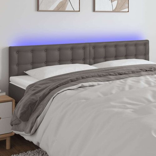  Posteljno vzglavje sivo 180x5x78/88 cm umetno usnje, (20793620) Slike