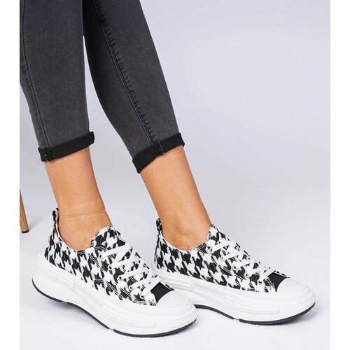 Gemre White and black women&amp;#039;s fabric sneakers Katerin Slike