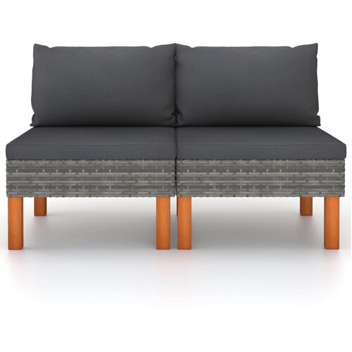 Maison Chic Sredinski kavč - Sofa - Kanapei 2 kosa poli ratan in trden evkaliptusov les, (21727942) Cene