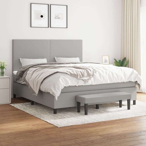  Box spring postelja z vzmetnico svetlo siva 180x200 cm blago, (20788854) Slike