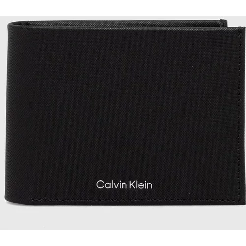 Calvin Klein Usnjena denarnica moški, črna barva