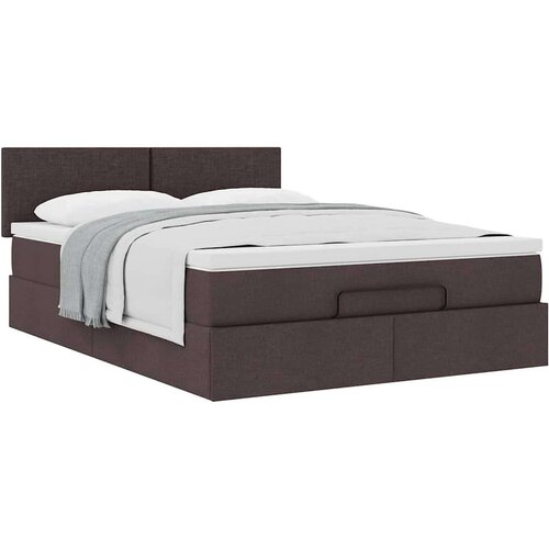  Otomanska postelja z vzmetnico rjav 140x190 cm blago, (22012099) Slike