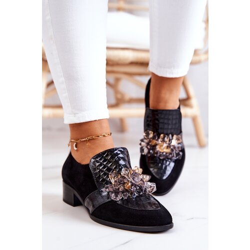 Kesi Suede shoes with black Davine decoration Cene