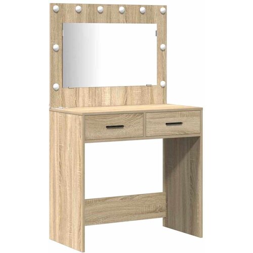  Set stola za oblačenje s LED s ladicama 3 pcs Sonoma hrast Slike