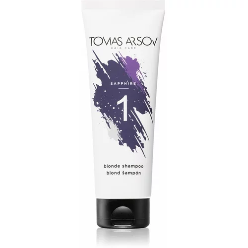 Tomas Arsov Sapphire Blonde Shampoo šampon za neutraliziranje bakrenih tonova za posvijetljenu, hladno plavu kosu s pramenovima 250 ml
