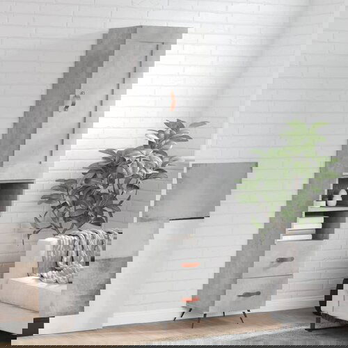 vidaXL Visoka komoda siva betona 34 5x34x180 cm od konstruiranog drva Cene