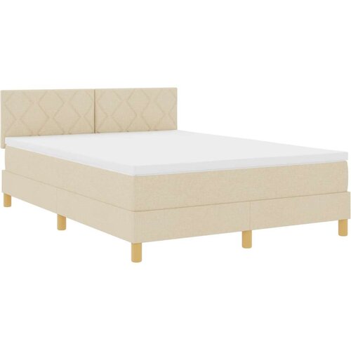 VidaXL Krevet s kutijom s madracem Krem 140x200 cm Tkanina Slike