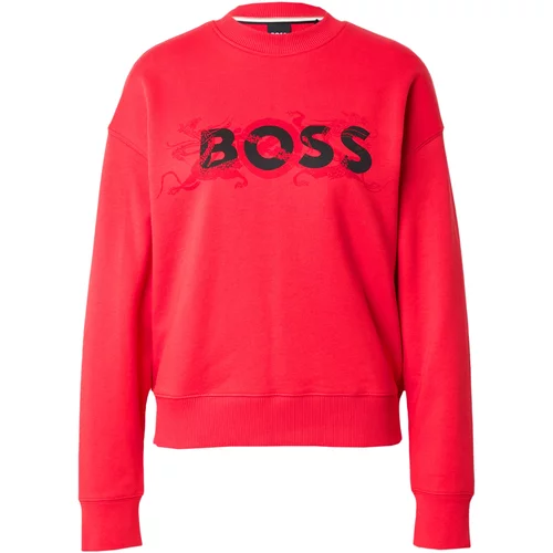 BOSS Black Sweater majica 'Econa' crvena / crna