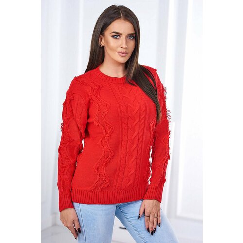 Kesi Sweater with braided weave in red Cene
