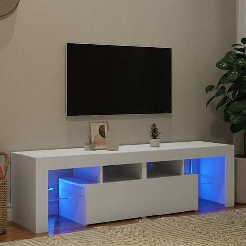 TV ormarić s LED svjetlima bijeli 140 x 36,5 x 40 cm Cene