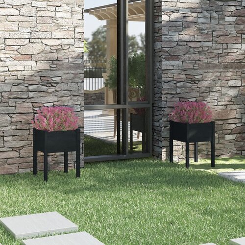 vidaXL vrtne sadilice 2 kom crne 50 x 50 x 70 cm od masivne borovine Cijene