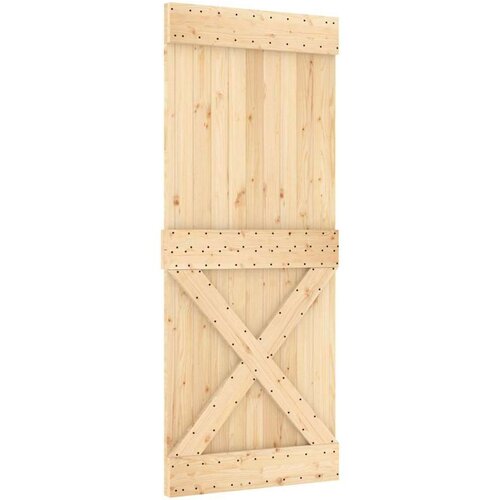 VidaXL Klizna vrata s priborom za montažu 85 x 210 cm masivna borovina Slike