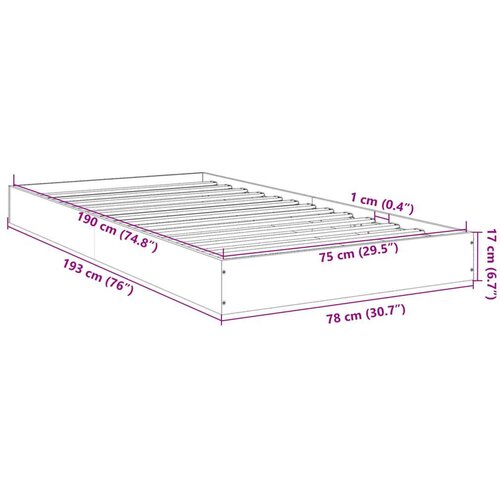 VidaXL Okvir za krevet boja hrasta 75 x 190 cm od konstruiranog drva Slike