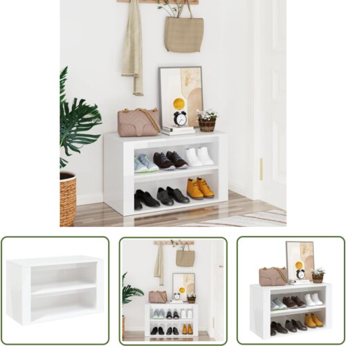 The Living Store Regal za čevlje visok sijaj bel 75x35x45 cm inženirski les - Stojalo Za Čevlje, (21744471) Cene