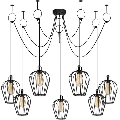Opviq lights crna viseća svjetiljka za 6 žarulja Tel Slike