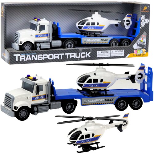 Policijski transportni kamion tegljač sa helikopterom - plavi Slike